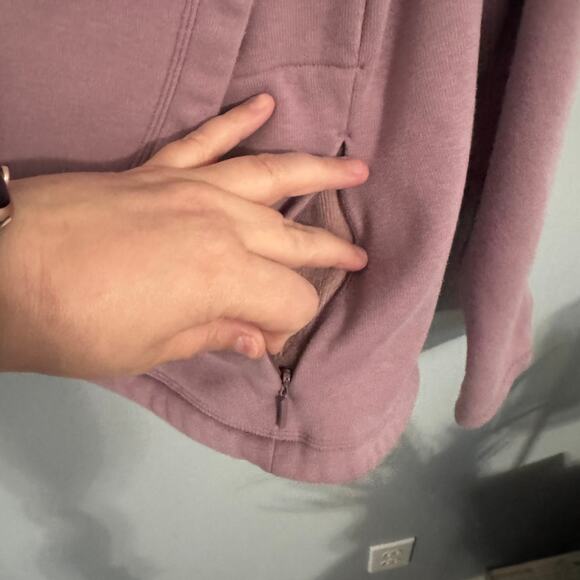 Athleta Cozy Karma Asym Pullover Sweatshirt w/ Zipper Upper Size XS Mauve - Picture 7 of 11